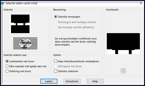 Selecties - Selectie laden/opslaan - Selectie laden vanaf schijf : SELECTION 7 181